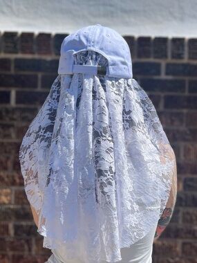 White Pearl-Embellished 'Bride' Baseball Cap